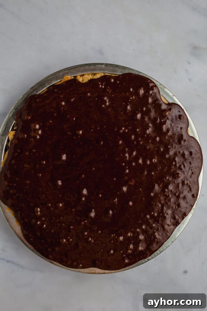 Decadent Chocolate Brownie Pie Recipe 16 Unbaked brownie pie from overhead