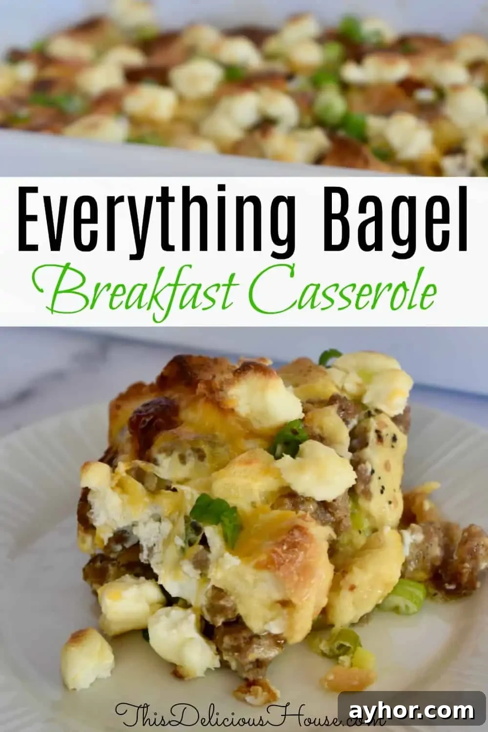 Everything Bagel Sausage Breakfast Bake 10 Everything Bagel Sausage Bake Pinterest Pin.