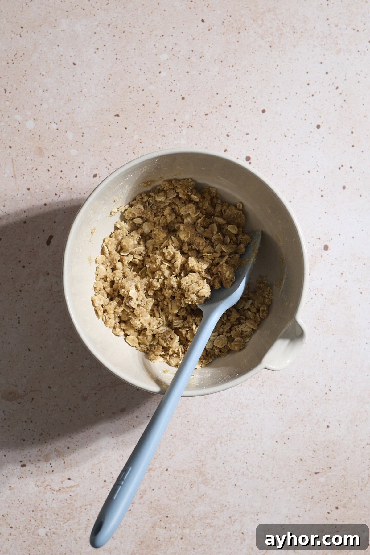 Streusel topping mixed in a small bowl.
