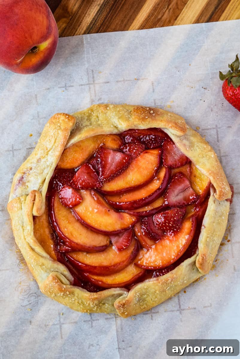 Rustic Strawberry and Peach Galette Recipe 2 Strawberry Peach Galette
