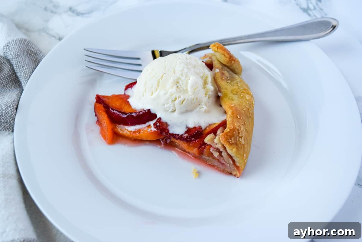 Rustic Strawberry and Peach Galette Recipe 4 Strawberry Peach Galette Slice